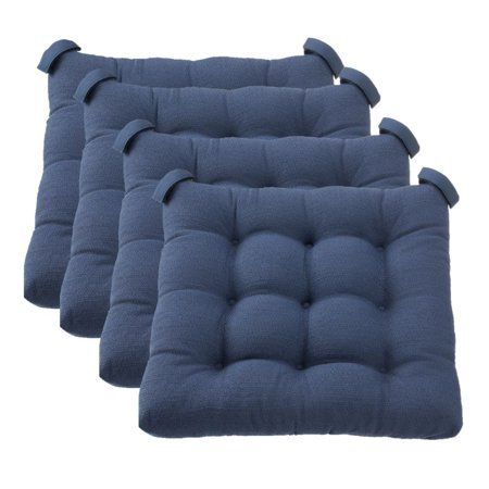 Photo 1 of Mainstays Textured Chair Seat Pad (Chair Cushion) Navy Color 4-Piece Set