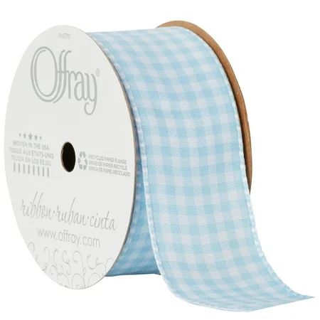 Photo 1 of 2 PACK, Offray Ribbon Powder Blue 1 1/2 inch Gingham Check Woven Ribbon 9 feet