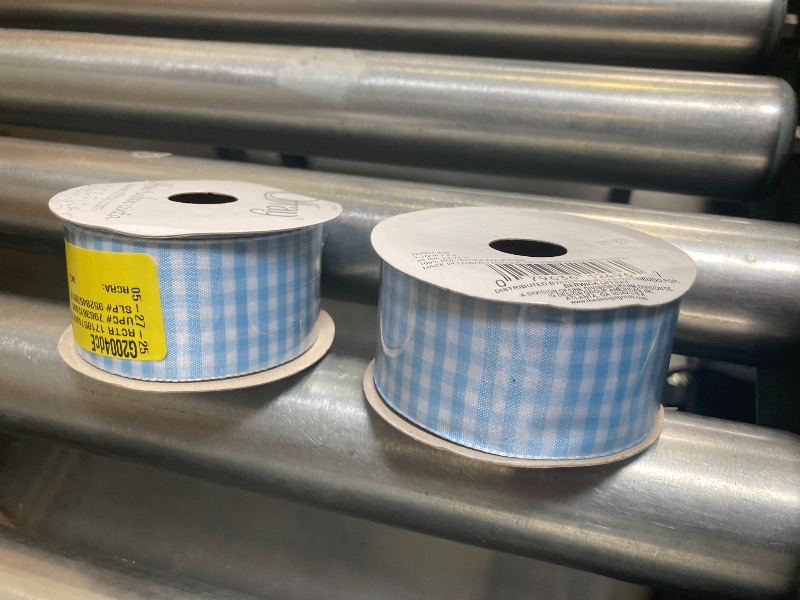 Photo 1 of 2 PACK, Offray Ribbon Powder Blue 1 1/2 inch Gingham Check Woven Ribbon 9 feet