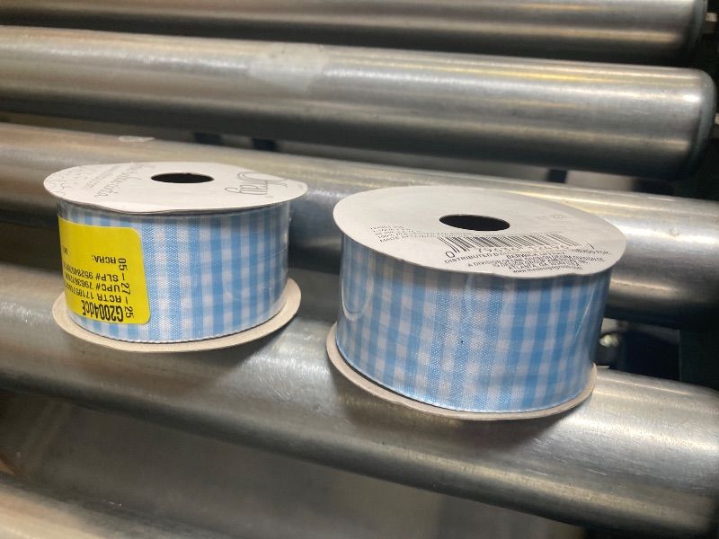 Photo 1 of 2 PACK, Offray Ribbon Powder Blue 1 1/2 inch Gingham Check Woven Ribbon 9 feet