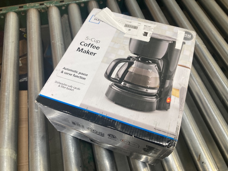 Photo 1 of Mainstays Black 5-Cup Drip Coffee Maker