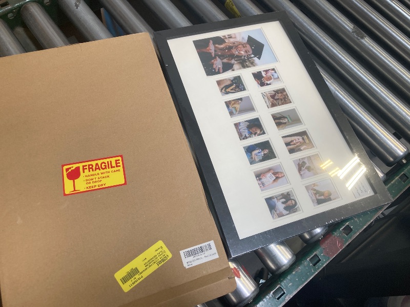 Photo 1 of WOOD SIDE ORBIS School Years Picture Days Collage Frame with Double Mat, Stand and Hangers - Photos from Kindergarten to Graduation, K-12 Keepsake - Black/Horizontal