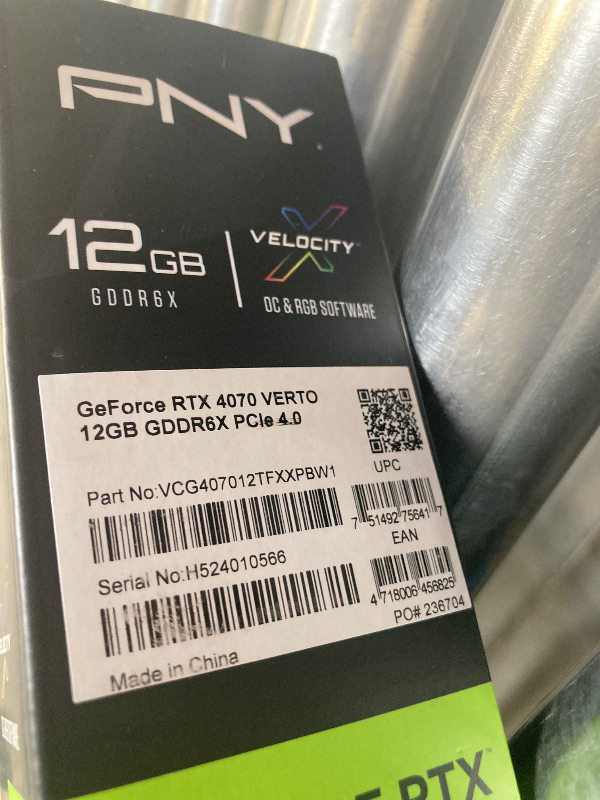 Photo 1 of  PNY GeForce RTX™ 4070 GPU 12GB XLR8 Gaming VERTO EPIC-X RGB™ Triple Fan DLSS 3 Graphics Card 