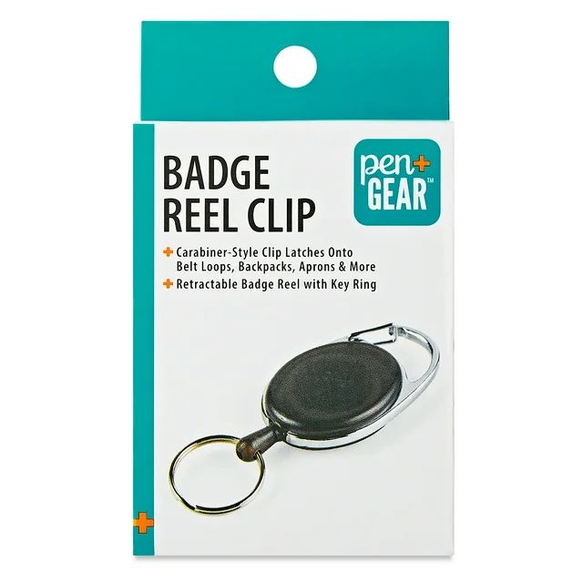 Photo 1 of 4 PACK, Pen+Gear Retractable Badge Reel Clip, Black