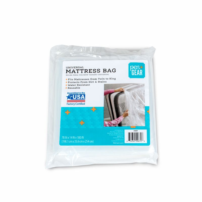 Photo 1 of Pen + Gear Universal Mattress Bag Fits All Bed Sizes from Twin to King Moving Supplies Plastic Clear