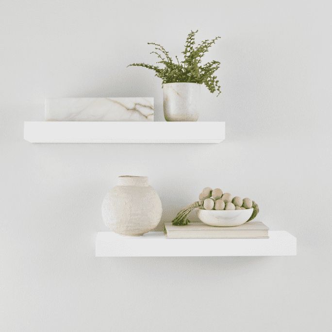 Photo 1 of Mainstays MSF536135663007 White 16.5" Wood Floating Shelves, Set of 2