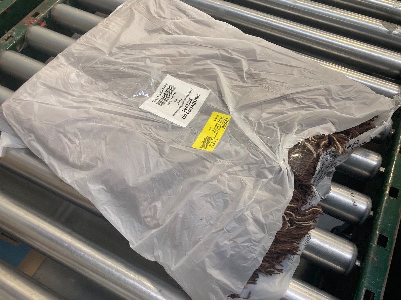 Photo 1 of  Brown Plaid Recycled Cotton Throw Blanket 