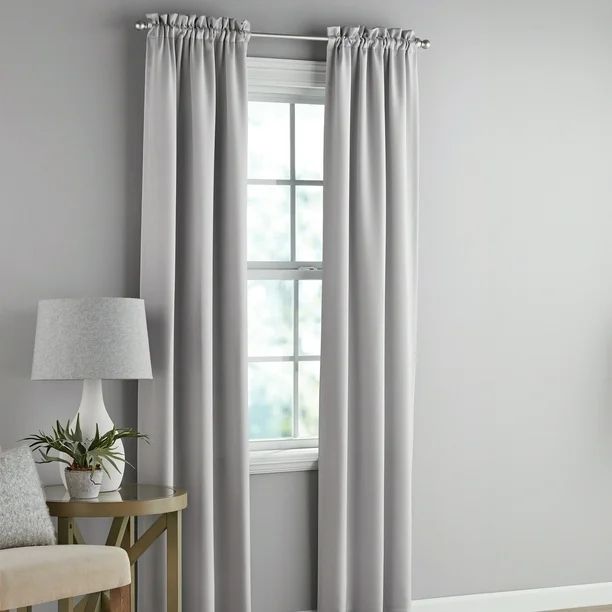 Photo 1 of Mainstays Solid Blackout Curtain Panel Pair, Set of 2, Light Gray, 30”W x 84”L