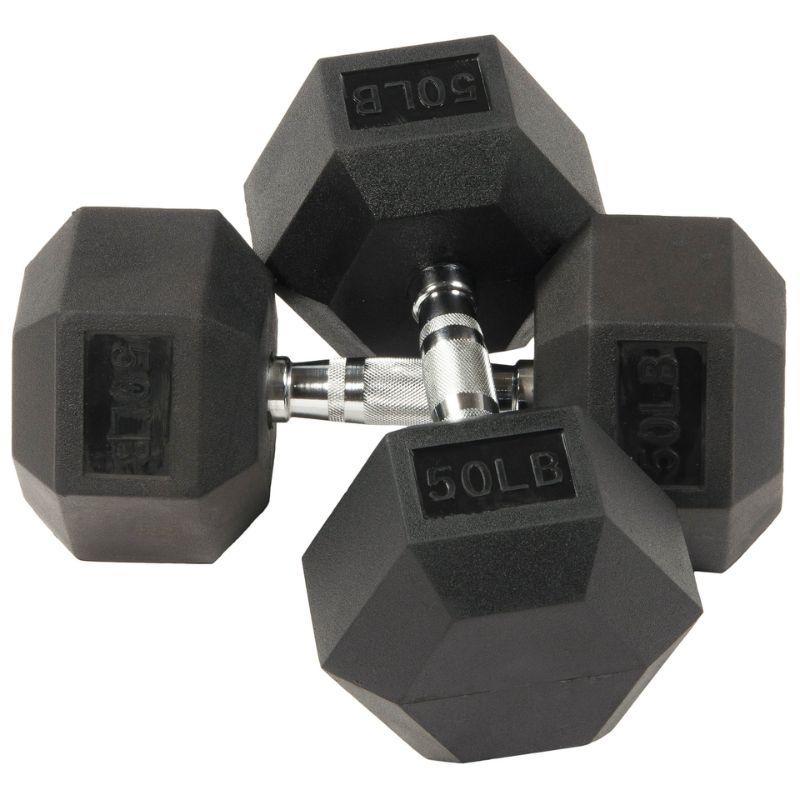 Photo 1 of BALANCEfrom DB50P CQ Wellness Rubber Encased Hex Dumbbell in Pairs, Black, 50LB