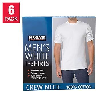 Photo 1 of  Men's Kirkland Signature 100% Cotton Crew Neck Undershirt T-Shirt 6 Pack SIZE M
