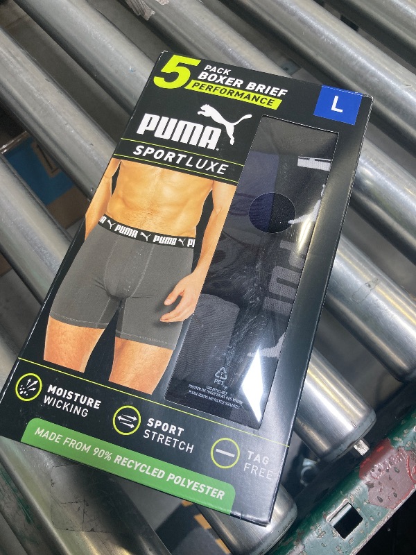 Photo 1 of Puma Men's Microfiber Boxer Brief, 5-pack (Large, Black / Grey / Blue)
