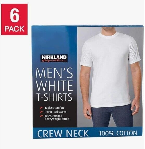 Photo 1 of Kirkland Signature Men's Crew Neck Undershirt Tee 6 PACK, White, Size L