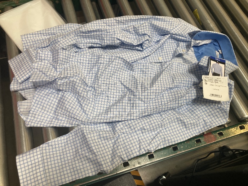 Photo 1 of Duchamp London Mens 16L Slim Fit Light Blue Check Dress Shirt Cotton Stretch