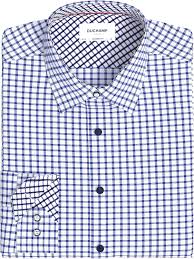 Photo 1 of Duchamp London Mens 16L Slim Fit Light Blue Check Dress Shirt Cotton Stretch