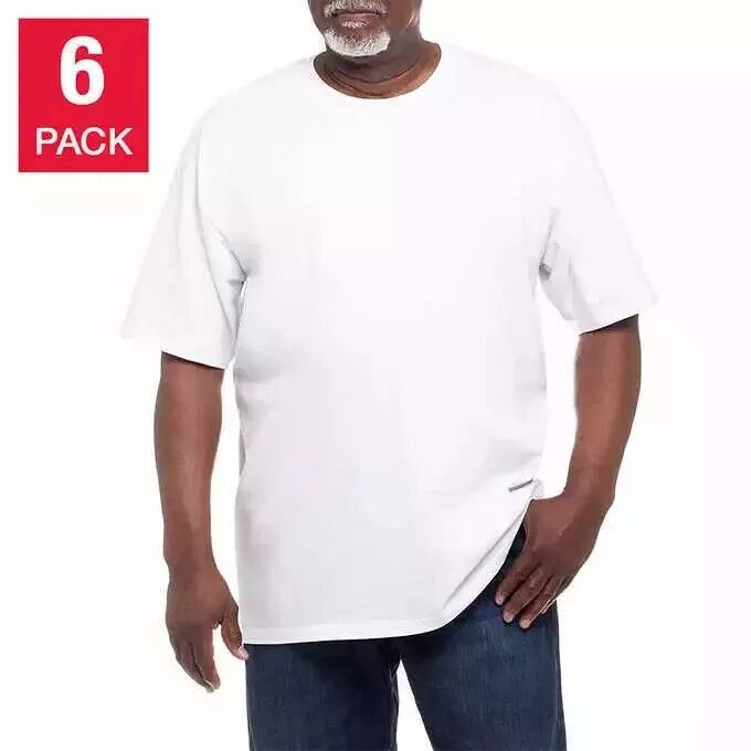 Photo 1 of Men's Kirkland Signature 100% Cotton Crew Neck Undershirt T-Shirt 6 Pack SIZE L