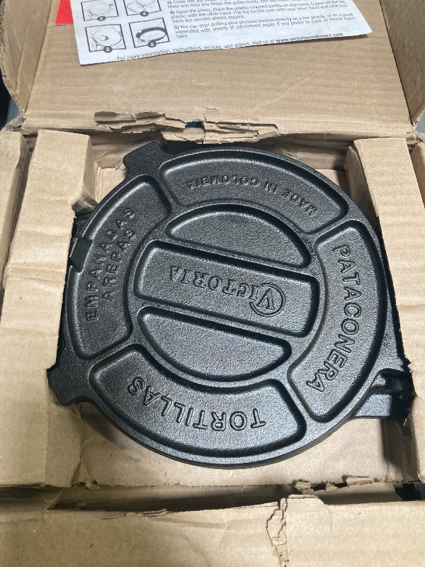 Photo 1 of Victoria 8 Inches Cast Iron Tortilla Press, Roti Maker and Tortilladora, Pataconera Seasoned with Flaxseed Oil, Made in Colombia