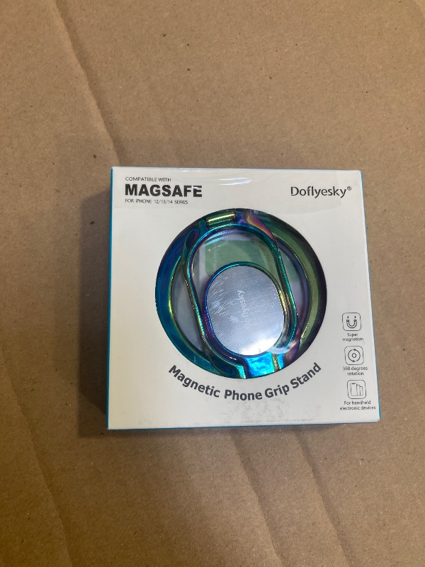 Photo 1 of Doflyesky Magnetic Phone Ring Holder with Magsafe, Double Adjustable Gym Finger Ring Grip, Removable Phone Grip, for iPhone, iPad and Smartphones, Compatible with Magnetic Car Mount (Colorful)
