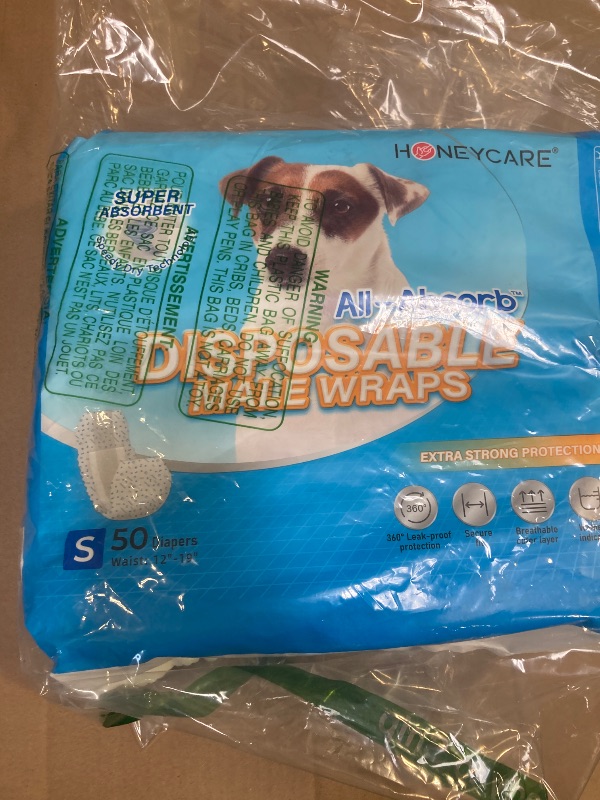 Photo 1 of HONEY CARE All-Absorb A26 Male Dog Wrap, 50 Count, Small