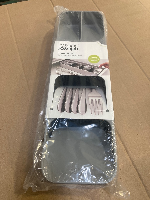 Photo 1 of Joseph Joseph DrawerStore Compact Utensil Organizer For Kitchen Drawer Silverware, Flatware Tray, Small, Grey