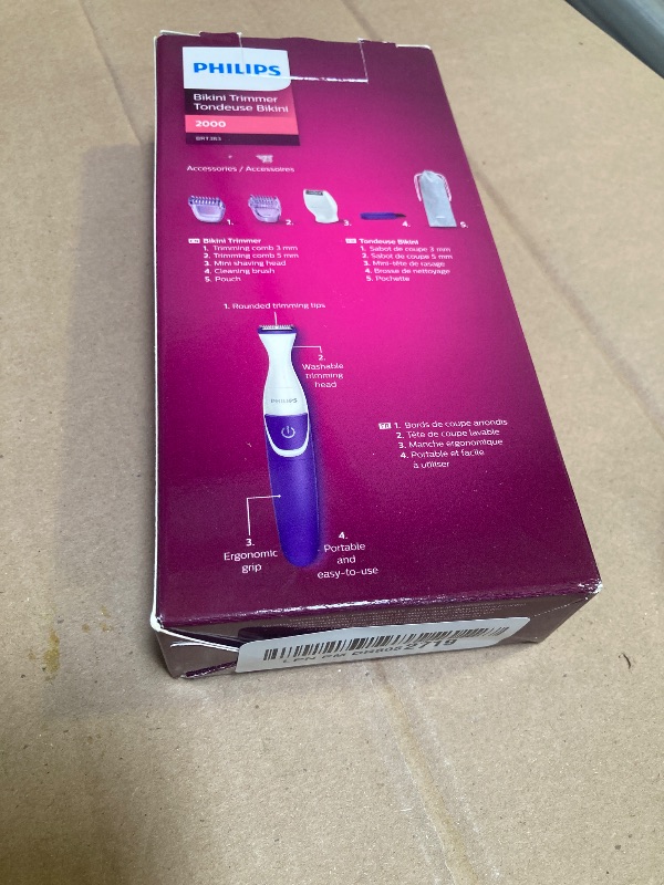 Photo 1 of Philips Beauty Bikini Genie Cordless Trimmer for Bikini Line Hair Removal, with Shaving Head and Comb, BRT383/50