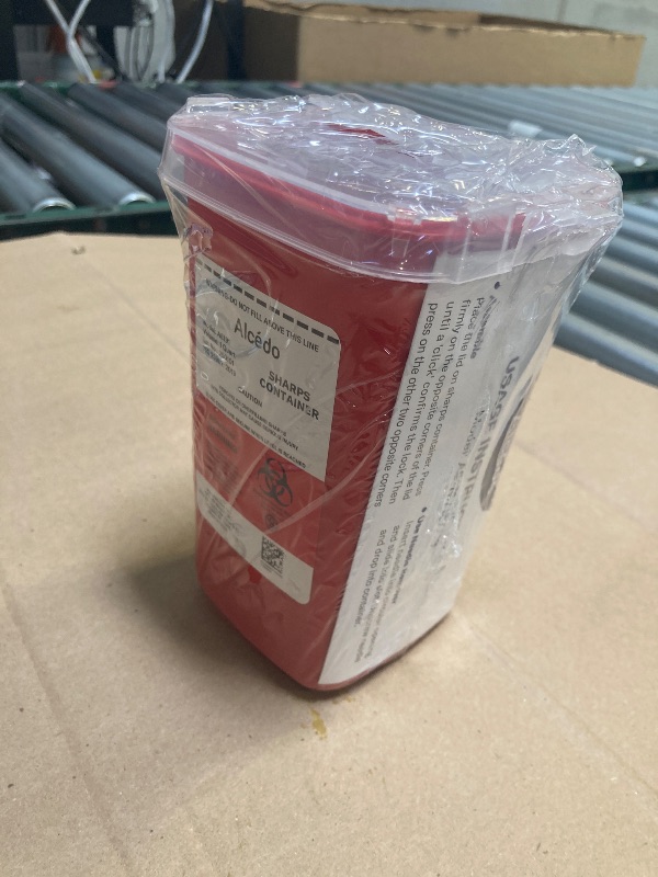 Photo 1 of Alcedo Sharps Container for Home Use 1 Quart (1-Pack) | Biohazard Needle and Syringe Disposal | Small Portable Container for Travel and Professional Use