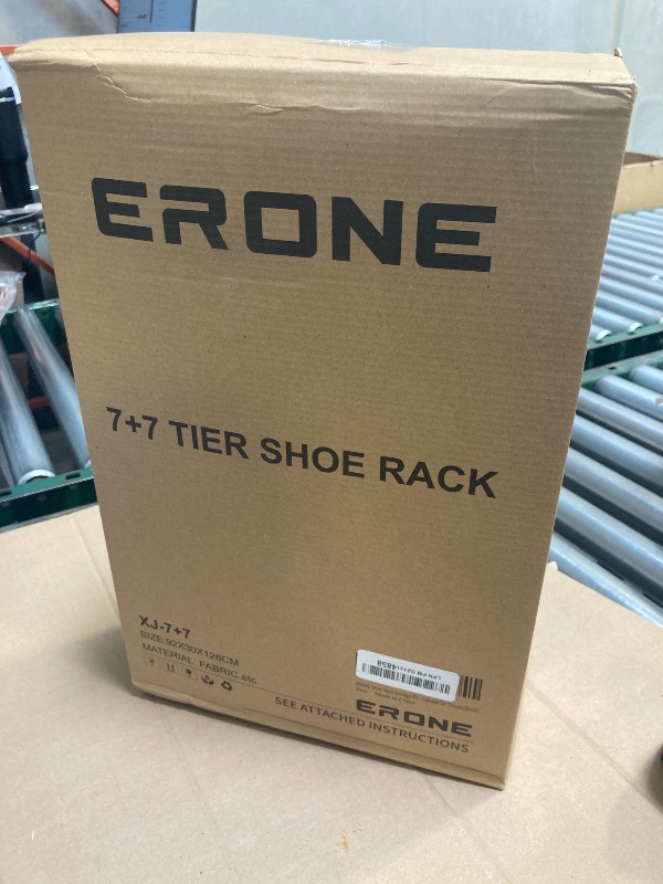 Photo 1 of ERONE Shoe Rack Storage Organize, 28 Pairs Portable Double Row with Nonwoven Fabric Cover Shoe Shelf Cabinet for Closet