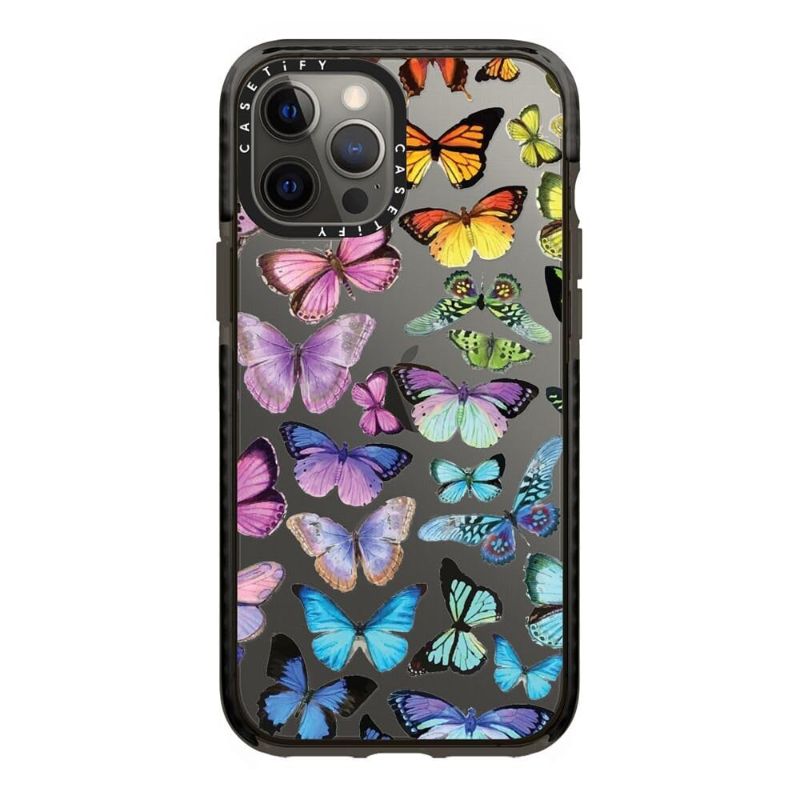 Photo 1 of CASETiFY Ultra Impact Case for iPhone 12 Pro Max - Butterfly Rainbow - Clear Black