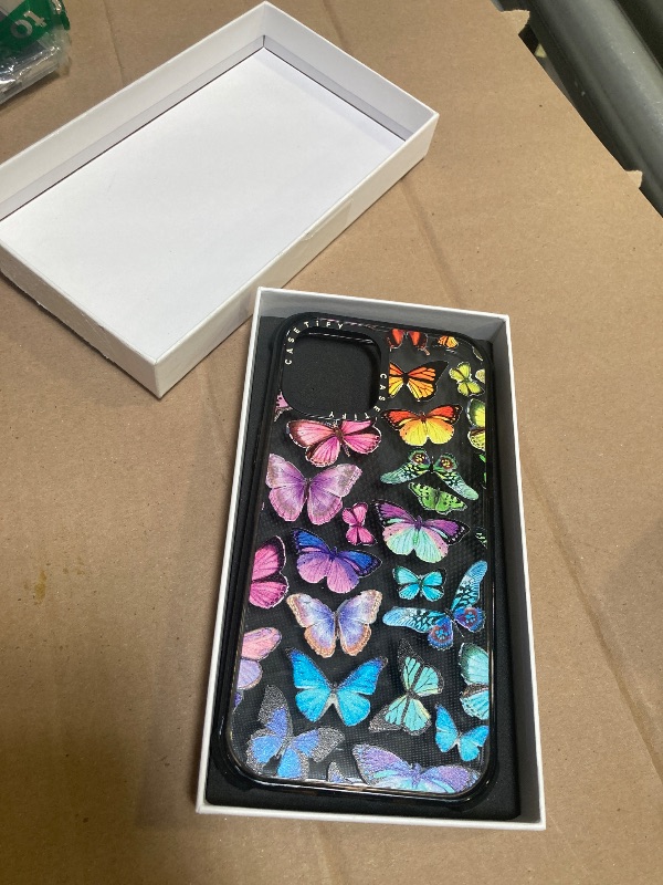 Photo 1 of CASETiFY Ultra Impact Case for iPhone 12 Pro Max - Butterfly Rainbow - Clear Black