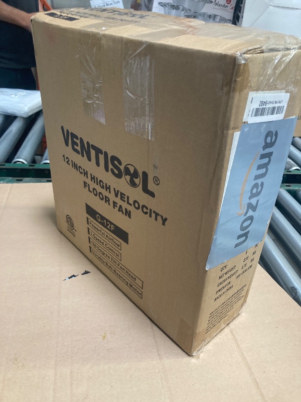 Photo 1 of VENTISOL 12 Inch 1800 CFM High Velocity Heavy Duty Floor Fan with 3 Powerful Speeds,Portable Metal Fan,180°Tilting Quiet Shop Fan for Commercial, Residential, Gym, Home Use- ETL Listed, Black