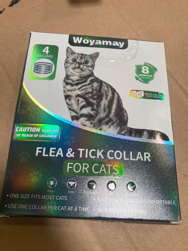 Photo 1 of 4 Pack Flea Collar for Cats, Cat Flea and Tick Treatment, 8 Months Protection Flea and Tick Prevention for Cats, Waterproof Cat Flea Collar, Adjustable Cat Flea and Tick Collar for Cats Kittens, Black