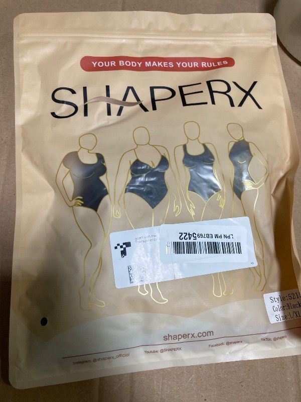 Photo 1 of SHAPERX Women's Shapewear Bodysuit Tummy Control Body Shaper Seamless Sculpting Snatched Waist Body Suit,SZ5215-Black-L/XL