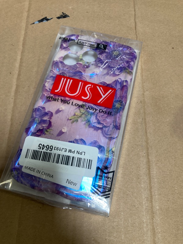 Photo 1 of Jusy Compatible with iPhone 15 Pro Max,with Bracelet Chain, Colorful Retro Oil Painting Printed Flower Laser Glossy Pattern Cute Curly Wave Phone Case Soft TPU Cover for Girly Women - Purple