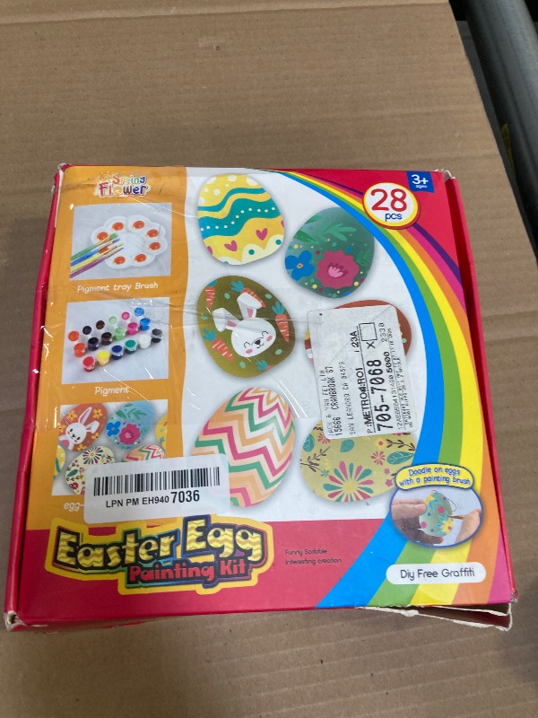 Photo 1 of Easter White Eggs Painting Kit-Paintable Flocking Eggs with Doodle Kit for DIY Design-Hanging Flocking Eggs with Rope for Decoration,Egg Hunts, Basket stuffers & Essentials, Easter Gift,28PCS