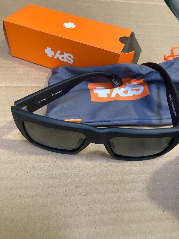 Photo 1 of SPY Optic Bowery, Square Sunglasses, Color and Contrast Enhancing Lenses, Matte Black - Gray Polarize Lenses