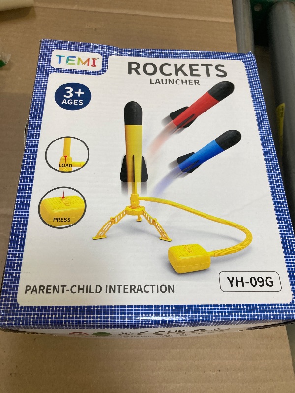 Photo 1 of TEMI Rocket Launcher for Kids, 12 Foam Rockets and Launcher Pad, Launch up to 100+ft, Kids Outdoor Toys, Birthday Gift Toys for Kids Boys Girls Age 3 4 5 6 + Years Old