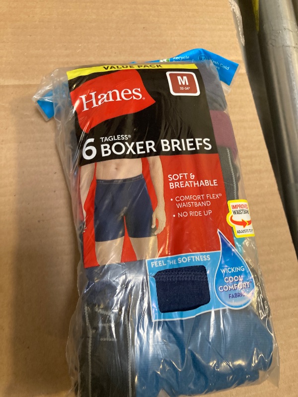 Photo 1 of Hanes Mens Underwear Briefs, Cool Dri Moisture-wicking Cotton No-ride-up For Men, Multi-packs Available Boxer, 6 Pack - Dyed Assorted, Medium US