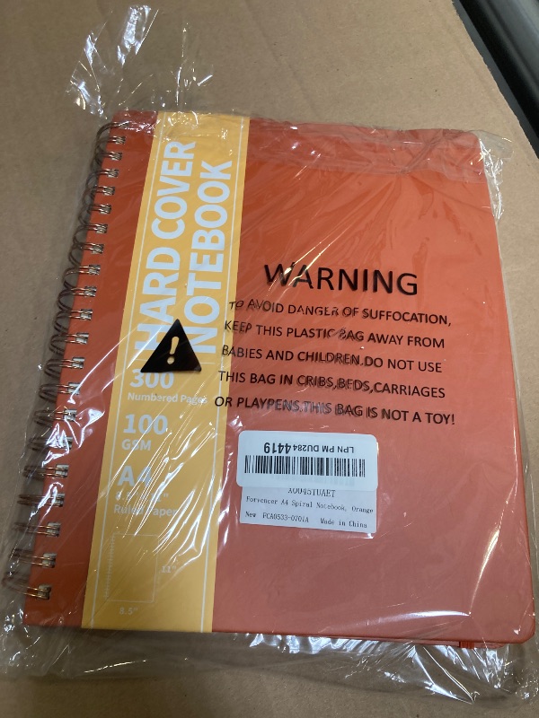 Photo 1 of Forvencer A4 Lined Spiral Journal Notebook with 300 Numbered Pages, 11" X 8.5" Thick Journals for Writing with 100GSM Paper, Hardcover Notebooks with Contents for Work, School, Orange