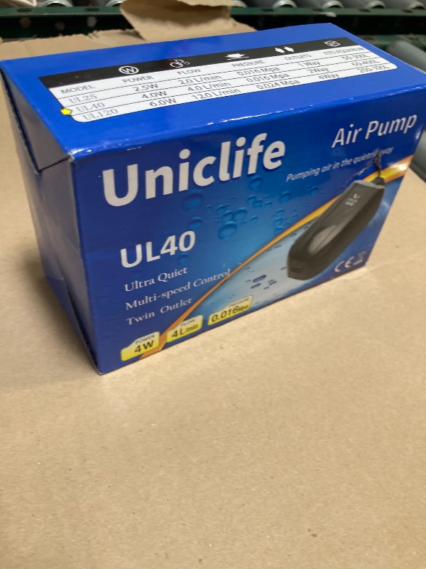 Photo 1 of Uniclife 64 GPH Aquarium Air Pump with Dual Outlets Adjustable Quiet Fish Tank Air Pump with Air Stone Airline Tubing Check Valve and Connector Accessories for 10-100 Gallon Fish Tank