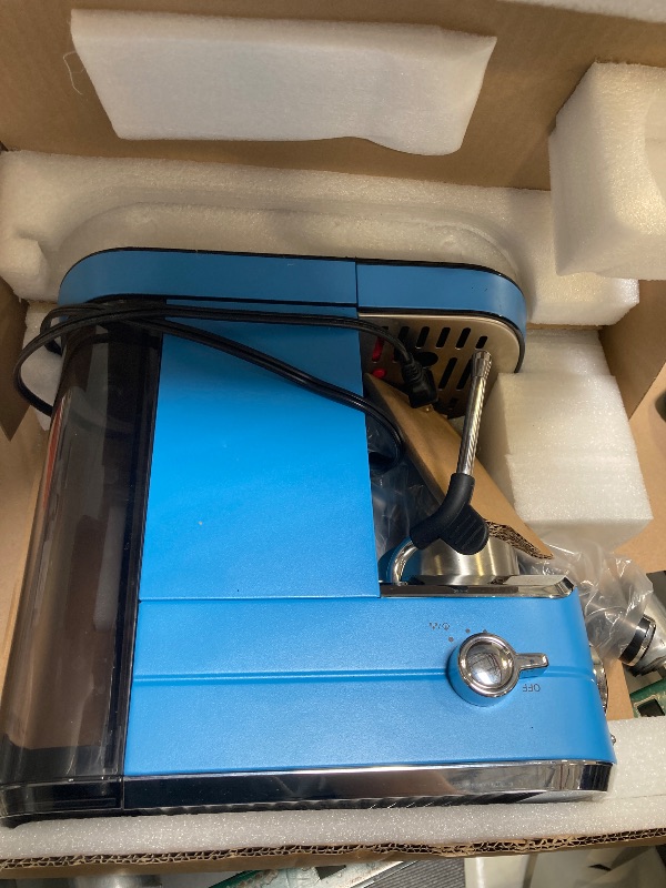 Photo 1 of CASABREWS CM5418 Espresso Machine 20 Bar, Stainless Steel Espresso Maker with Milk Frother Steam Wand, Professional Coffee Machine with 34oz Removable Water Tank, Baby Blue