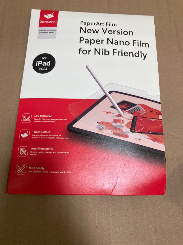 Photo 1 of bersem 2 Pack New Paper Nano Screen Protector Compatible with iPad Pro 11 Inch 2024 (M4), Matte PET Film for Paper Art Writing, Nib Friendly, Anti-Glare, Easy Installation, Nano-Texture