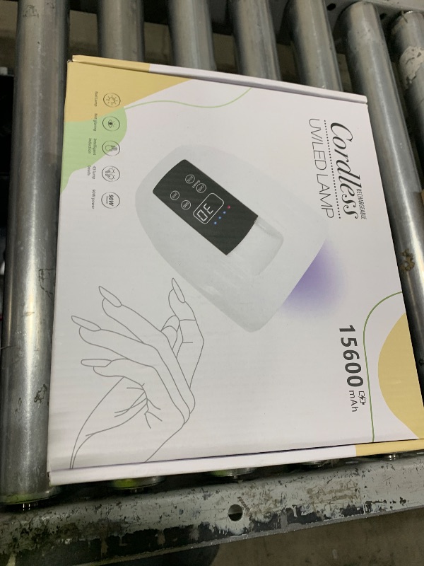Photo 1 of 90W Professional Wireless Cordless Rechargeable UV LED Nail Lamp,Nail Lamp Gel Nail Curing Dryer Light for Nails with 45 Beads,4 Timer Setting LCD Display Nail Polish Machine (White)
