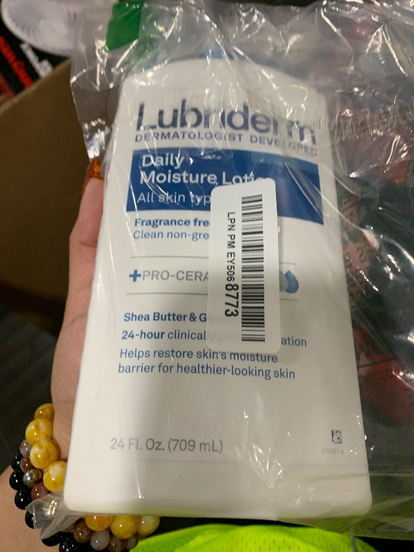 Photo 1 of Lubriderm Fragrance Free Daily Moisture Lotion + Pro-Ceramide, Shea Butter & Glycerin, Face, Hand & Body Lotion for Sensitive Skin, Hydrating Lotion for Healthier-Looking Skin, 24 fl. oz