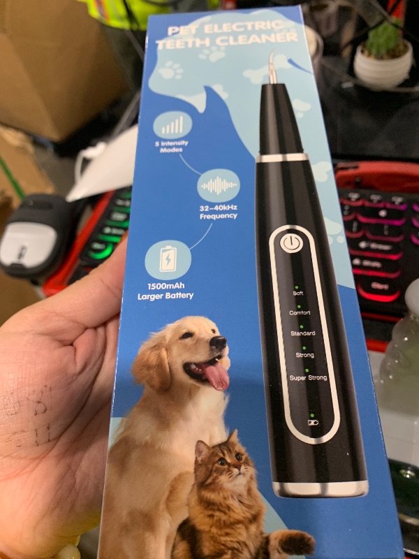 Photo 1 of MIONJO Dog Tartar Remover for Teeth, Plaque Remover with LED Light Teeth Cleaning Kit 5 Modes for Dogs and Cats, Black