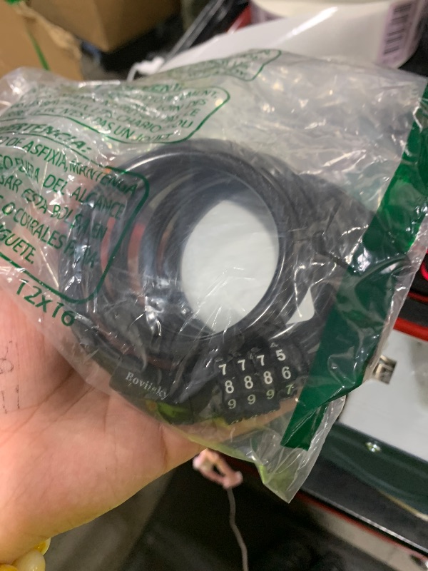 Photo 1 of Boviisky Light Bike Cable Lock Combination,4 Digit,4ft Long Resettable Combination High Security Bicycle Lock for Scooter, Mountain Bike,Kids Bike Lock,Vinyl-Coated Anti-Theft 5/16 in Diameter