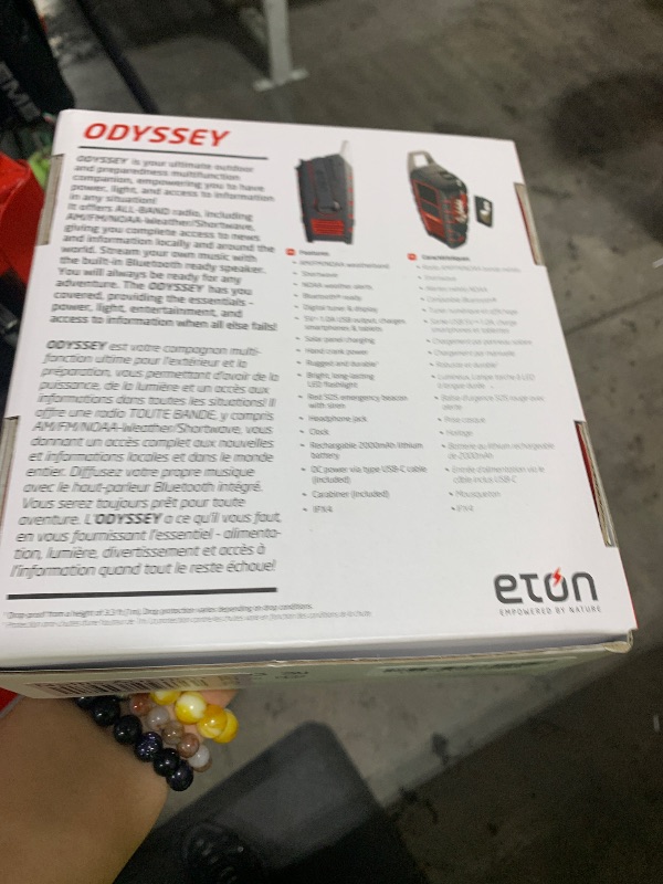Photo 1 of Eton Odyssey Hand Crank NOAA Weather Radio, All Band Emergency Radio, AM/FM Shortwave Storm Radio, Bluetooth, Phone Charger, RDS, Solar, Multi-Function Flashlight, Camping, Hiking
