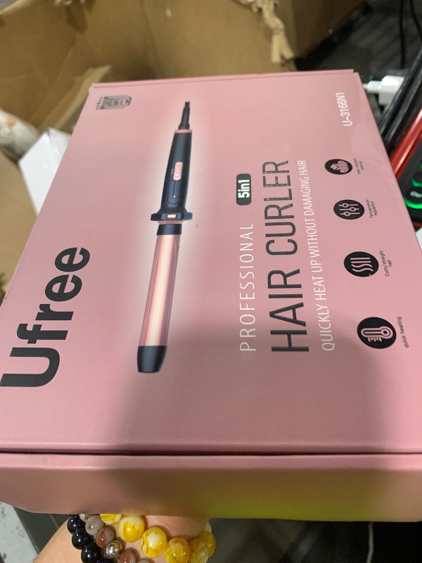 Photo 1 of Ufree 5 in 1 Curling Iron with Interchangeable Ceramic Barrels (0.35"-1.25"), Curling Wand Set with Flat Iron Hair Straightener, Instant Heat Up, Dual Voltage Hair Curler, Gifts for Women