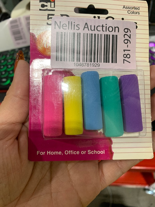 Photo 1 of Charles Leonard Soft Cushioned Foam Pencil Grips, Assorted Colors, 5-Pack (80805)
