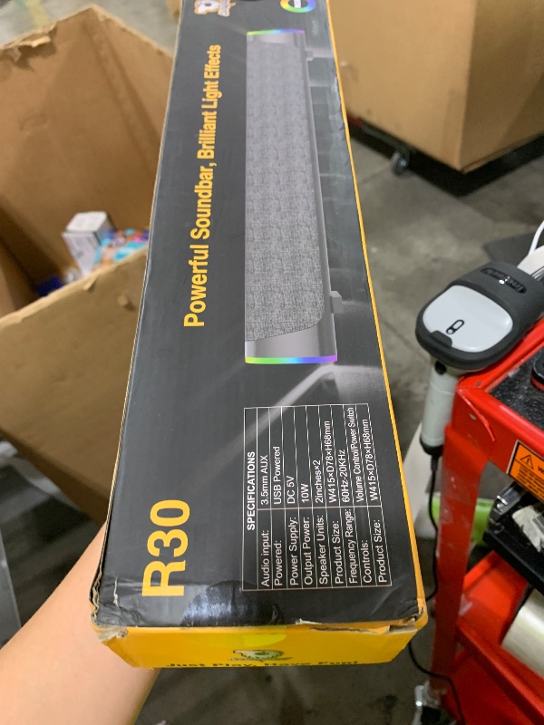 Photo 1 of SOULION R30 Computer Speakers, Colorful LED Lights with Switch Button, Surround Sound Portable Computer Sound Bar Speakers for Desktop, Gray