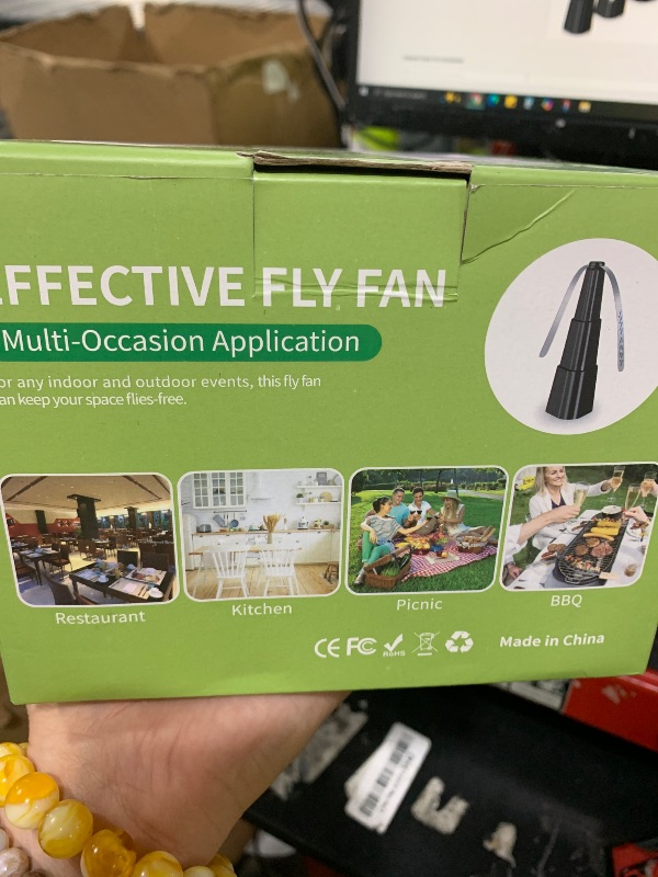 Photo 1 of Fly Fans for Tables, Fly Fan Outdoor Indoor Keep Flies Away, Table Top Spinner with Holographic Blades, Flies Deterrent for Picnic, Restaurant, Party, Home, BBQ (4 Pack)