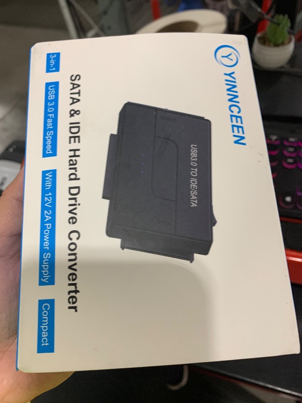 Photo 1 of USB 3.0 to SATA IDE Hard Drive Reader, YINNCEEN External Hard Drive Ultra Recovery Converter Universal Hard Drive Adapter Kit for 2.5/3.5 HDD/SSD Hard Drive Disk, Include 12V/2A Power Adapter